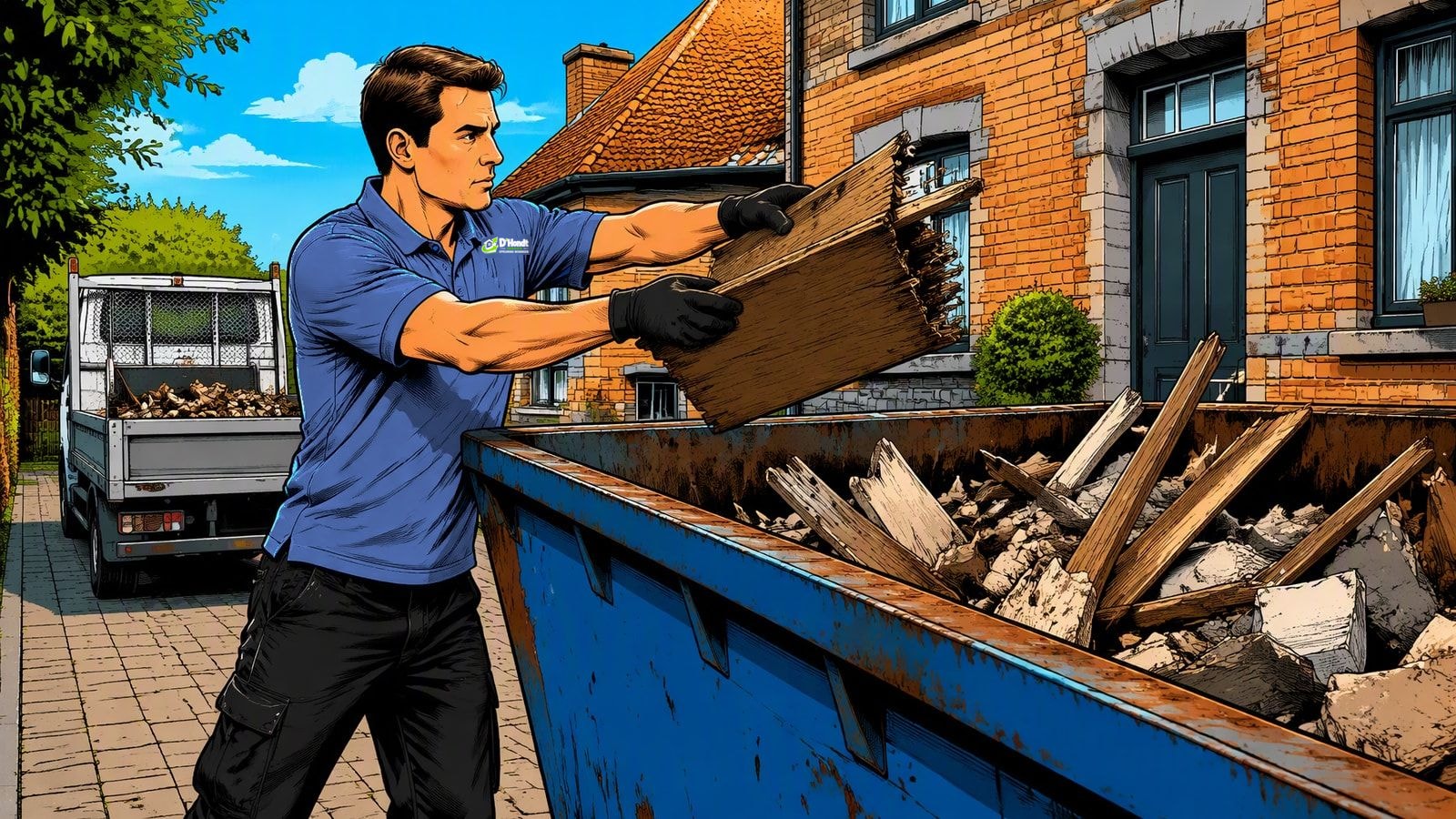 Illustratie: containers plaatsen & afvoeren